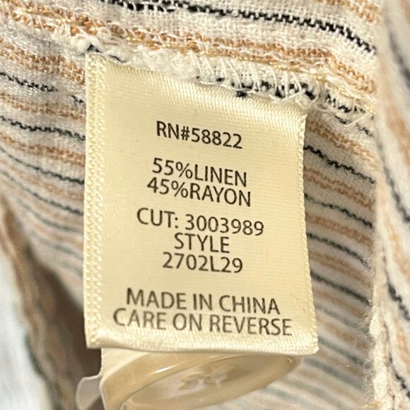 Max Studio Linen Blend Blazer Jacket Womens XS Tan Stripe Lightweight Minimalist - Picture 6 of 9